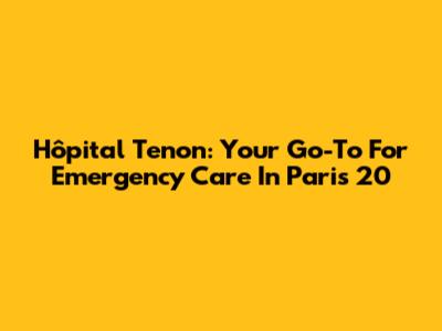 Hôpital Tenon: Your Go-To For Emergency Care In Paris 20